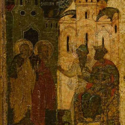 Спор апостолов с Симоном-волхвом перед императором Нероном