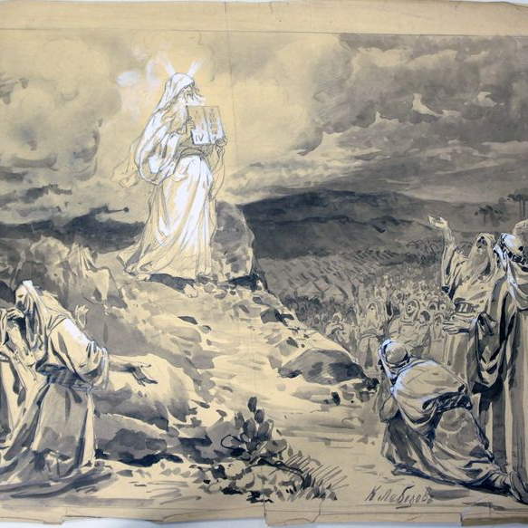 Моисей, идущий со скрижалями по Синаю