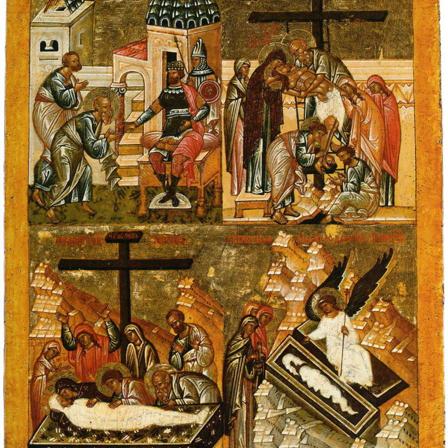 Испрошение тела Христа у Понтия Пилата. Снятие со Креста. Положение во гроб. Явление ангела жёнам мироносицам