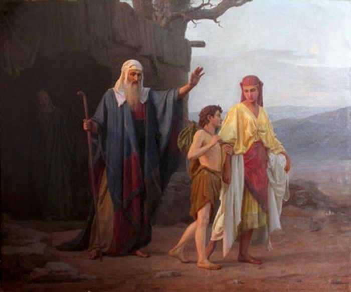 Авраам изгоняет из дома Агарь с сыном ее Измаилом